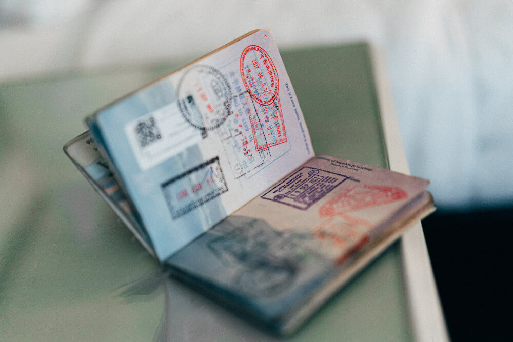 passport and visa stamp